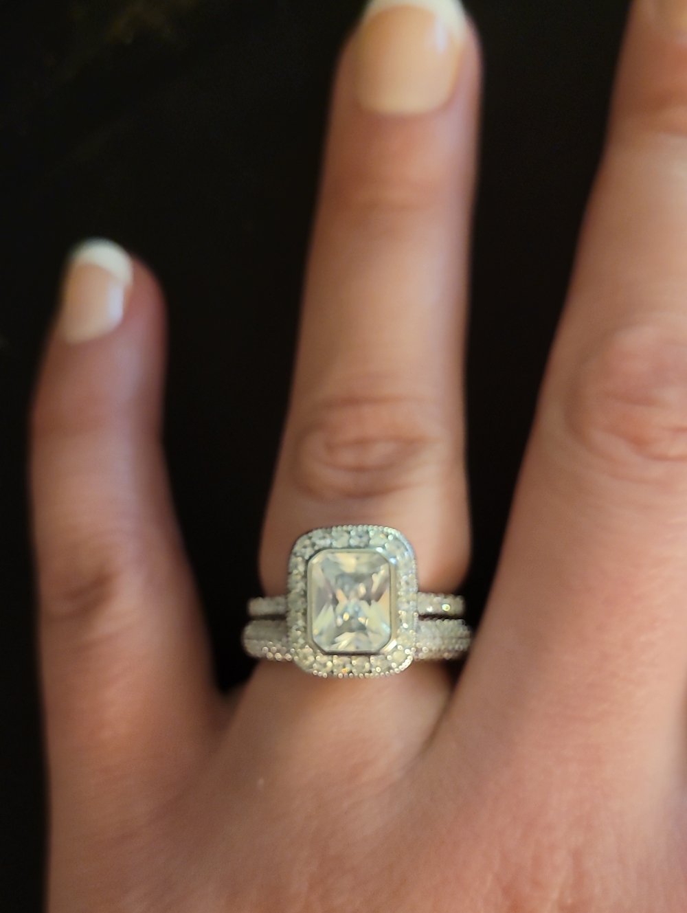 Sterling Silver Halo Cushion-Cut Engagement Ring in White